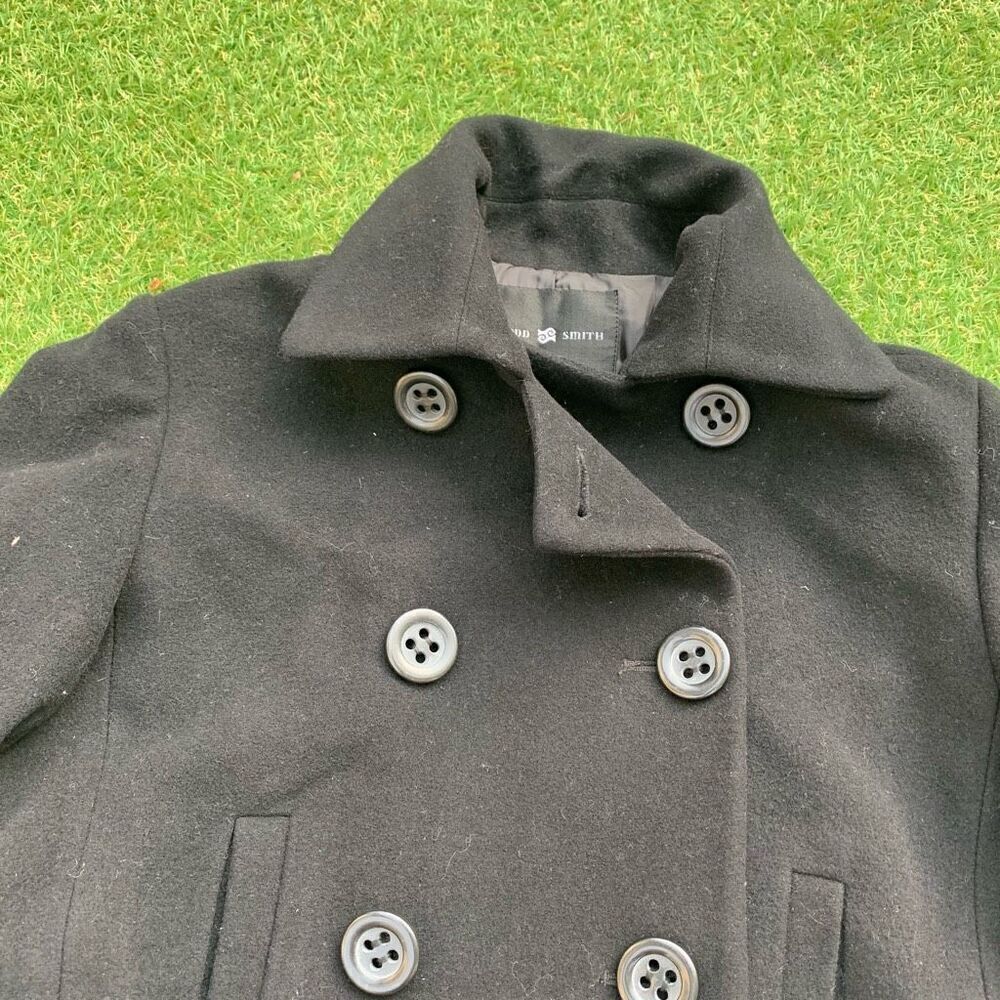 TODD SMITH 100% WOOL DOUBLE BREASTED black Pea Coat Jacket sz 12 Large - Picture 4 of 7